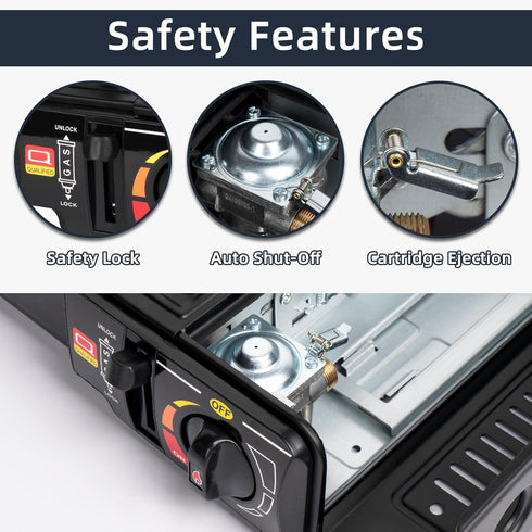 SHINESTAR Dual Fuel Stove, Portable Camping Stove with Butane & Propane Compatibility, Includes Propane Adapter Hose