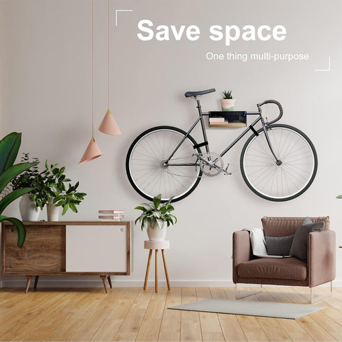 MOSHAY Bicycle Wall Mount S-Rack, Aluminium Wood Holder for Road and Gravel Bikes