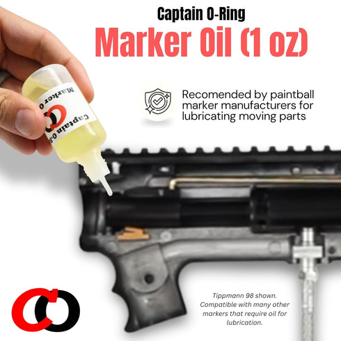 (1 oz, 30cc) Marker Oil Lube by Captain O-Ring - Dropper Oil Lubricant for Paintball Markers, Airsoft, and Air Guns