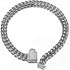 Pet Dog Collar, Top Stainless Steel Dog Chain Training Collar, 14mm Silver Tone Cuban Curb Chain with White Zirconia
