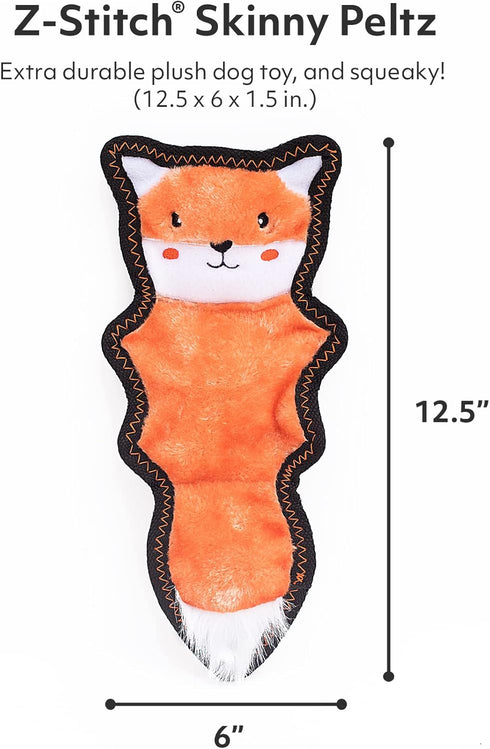 ZippyPaws Z-Stitch Skinny Peltz, No Stuffing Dog Toy for Small, Medium, & Large Dogs, Squeaky Plush Chew Toy