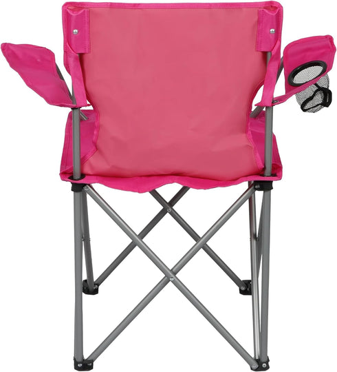 Generic Basic Quad Folding Camp Chair with Cup Holder, Pink, Adult