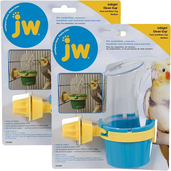 JW Pet Company Clean Cup Feeder and Water Cup Bird Accessory, Medium, Colors May Vary