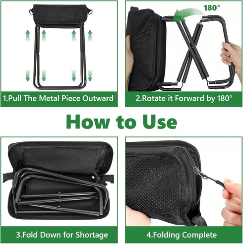198LBS Portable Folding Camping Stool - Ultralight Pocket Collapsible Chair with Carry Bag Capacity for Adults Travel