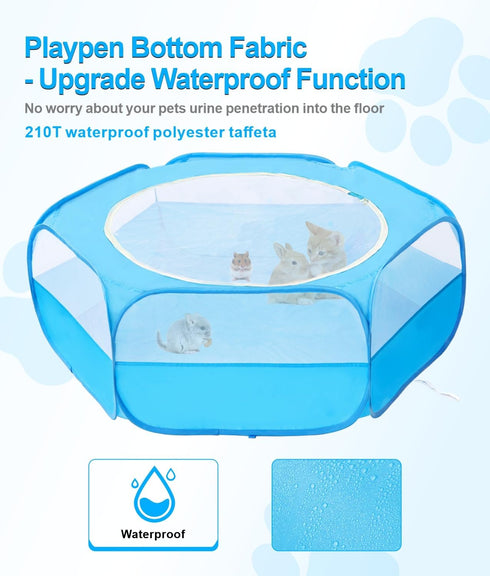 Chinchillas, Small Animal Playpen with Cover, Portable Pop Up Pet Enclosure for Rabbits, Guinea Pigs, Hamsters, Ferrets