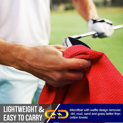 ZOEA Magnetic Towel Clip for Golf Towel, Microfiber Waffle Pattern Towels with Industrial Strength Magnet, 1 Red 27 * 20