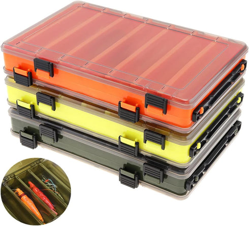 OriGlam Double Sided Fishing Tackle Box Organizer, 14 Compartments for Fishing Lures, Bait Storage, Jewelry Beads