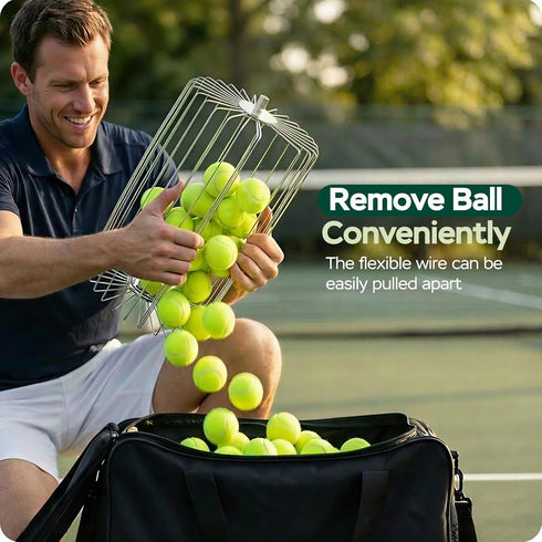 29"43" 25 1.53 YooKoo Rolling Tennis Ball Picker, Adjustable Tennis Ball Hopper, Lightweight and Sturdy, Holds Up