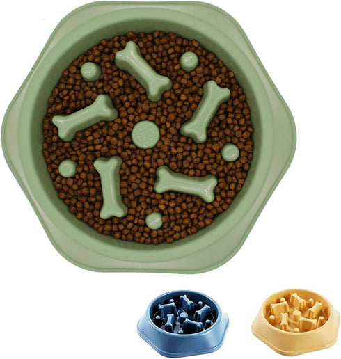 Slow Feeder Dog Bowl - Anti Gulping Healthy Eating Interactive Bloat Stop Fun Alternative Pet Feeding Bowl