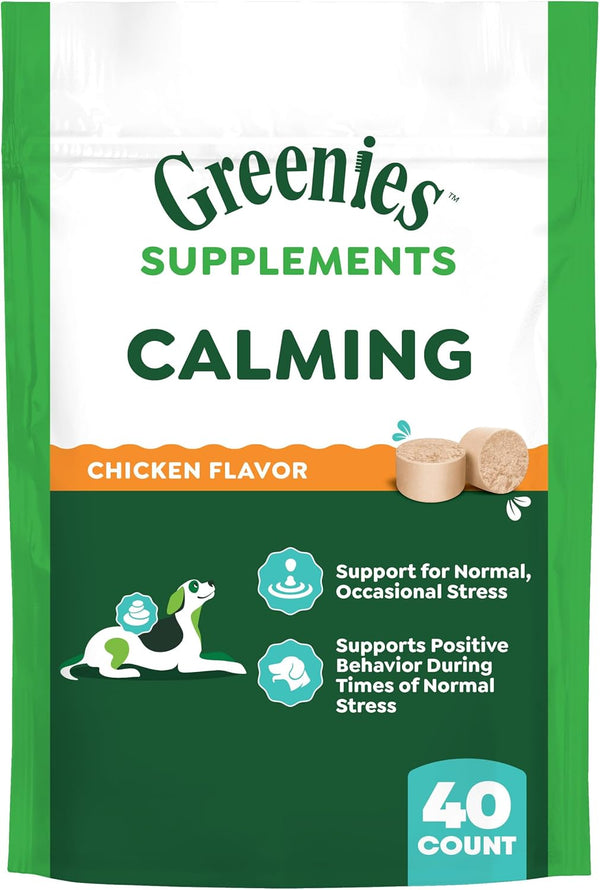 Greenies Supplements Calming Chews for Dogs Chicken Flavor, Dog Calming Chews, 7.3