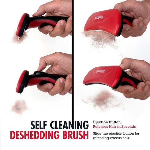 Tuff Pupper Self Cleaning Slicker Brush For Dogs & Cats | One Button Auto Clean | The Ultimate Pet Brush for Removing Loose Fur | Reduces Shedding by up to 95% Deshedding Tool for Long & Short Hair
