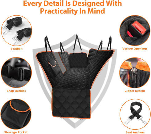 Mlivrom Scratchproof Dog Car Seat Cover For Back Seat, Waterproof Back Seat Pet Cover For Dogs With Mesh Window,Storage