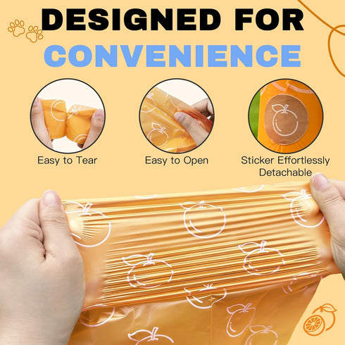 Pet Rhythm 360 counts 13x9 Inch Citrus Scented Dog Poop Bags - Orange Pet Waste Bags with Dispensers, Extra Large