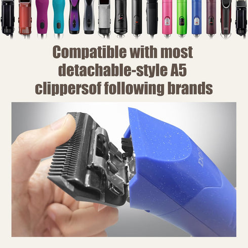 5FW Wide Blades for Dog Grooming, Compatible with Andis, Oster A5, Wahl KM10 Clippers, Cutting Length 1/4", Black