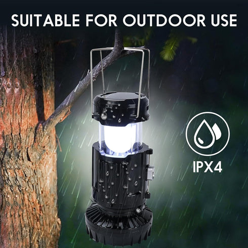 BUGPASS 2026 Upgrade Solar Portable Lantern Rechargeable Fan - Collapsible Lightweight LED Camping Lantern for Power