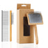 Dog Slicker Brush for Long Haired Dogs, Ergonomic Wooden Handle Grooming Brush for Goldendoodles, Wood