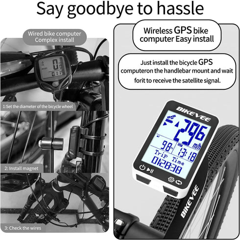 IPX7 2.4" GPS Speedometer & Odometer - Wireless Bike Computer, Auto Start/Stop, Auto Backlight, Waterproof, LCD
