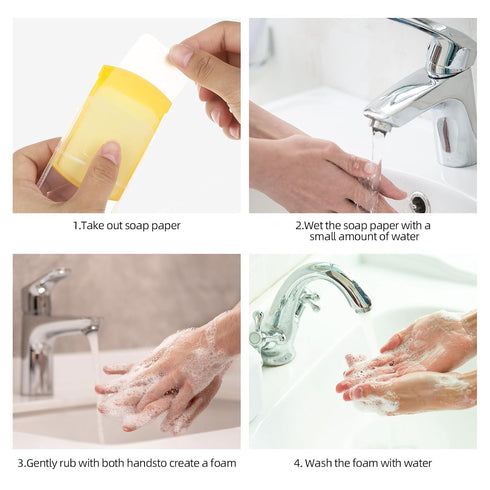 4 (200 Boxes sheets) Hand Washing Soap Sheets Travel Soap Leaves Foaming Paper Hand Cleaner for Outdoor Travel, BBQ