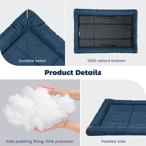 Miguel Oxford 900D Outdoor Waterproof Dog Bed, Water-Resistant Pet Mat, Easy Wipe Clean, 40inch, Dark Blue