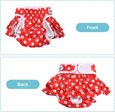3 Pack Avont Washable Female Dog Diapers, Reusable Period Diapers Cover for Girl Doggies Heat Cycle, Incontinence
