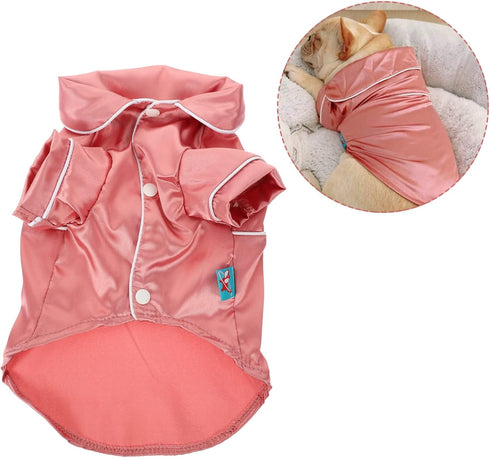 Dog Pajamas Bathrobe, Girls Sleepwear Clothes for Small Dogs, Pink Cotton