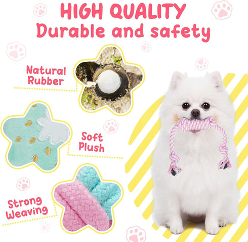 Pink Puppy Toys for Boredom - 23 Pack Chew Toys for Teething, Interactive Toys for Puppies, Cute Small Toys with Treat