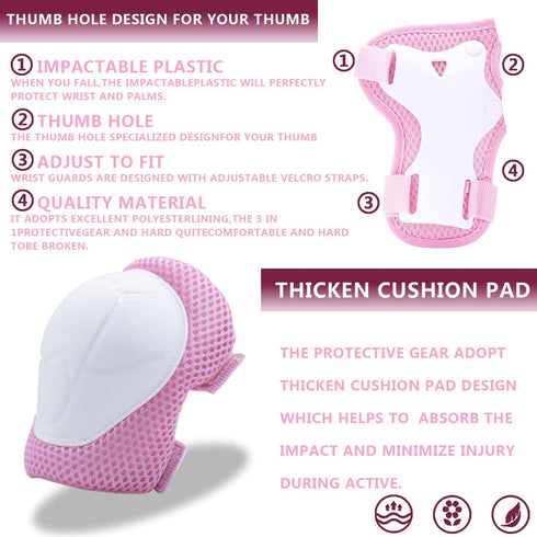 Knee Pads for Kids, Toddler Protective Gear Set with Elbow Pads and Wrist Guards, 3 in 1