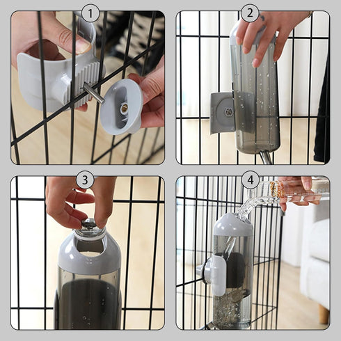 septillar Pet Water Bottle - Hanging Dog Water Dispenser, BPA Free Kennel Drinker Kettle Feeder for Puppy, Cat, Rabbit