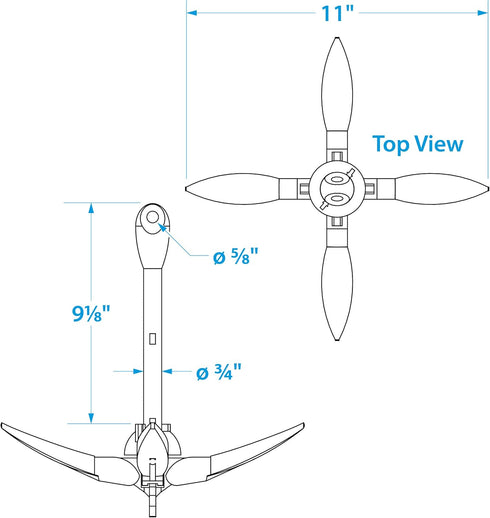 Seachoice Folding Grapnel Anchor - For Small Craft and Dinghies, Multiple Sizes