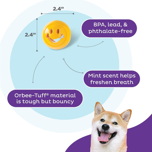 Outward Hound by Planet Dog Nooks Happiness Treat Dispensing Dog Toy - Small, Yellow, Smiley Face
