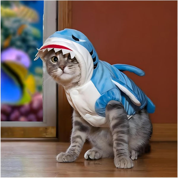 NACOCO Dog Shark Costume, Cute Pet Clothes for Cats and Dogs, Blue, XS