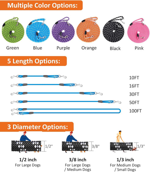 Long Dog Leash for Training 20FT, Heavy Duty Lead for Large, Medium, Small Dogs Outside Walking, Camping, or Yard