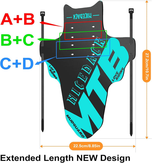 NICEDACK Mudguards for Mountain Bikes, 2 Pieces Front and Rear Mudguard for 20-29 Inch MTB