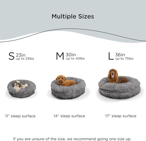 Best Friends by Sheri Ultra Calming Pouf Bed, Luxury Donut Dog Bed, Gray, Small 23x23