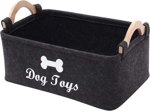 Morezi Felt Pet Toy Box and Dog Storage Basket Organizer - Dark Grey