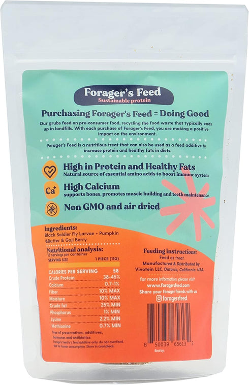 Sustainable Insect Protein Dog Treat for Canine Health, Pumpkin and Goji Berry Flavor, 6 Oz. Resealable Bag
