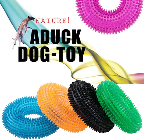 Aduck Dog Squeaky Chew Toys for Aggressive Chewers, Non-Toxic Soft Natural Rubber, Cute Crystal Ring Design - 4.92