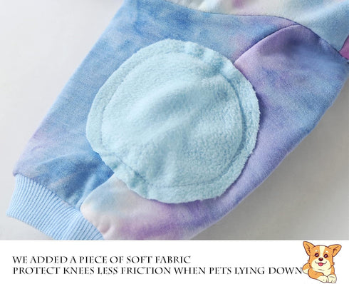 Dog Cotton Tie Dye Hoodie Blue Pullover Sweatshirt, Soft and Stretchy Pets Clothes for Large Dogs (Blue 2XL)