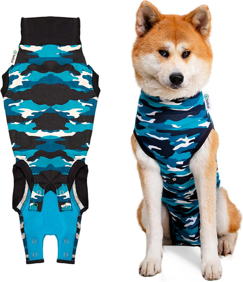 Suitical Recovery Suit for Dogs - Soft Fabric for Male or Female Spay and Neutering - 2XL, Blue Camouflage