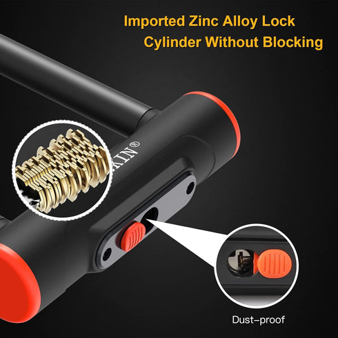 Heavy Duty Bike U Lock 16mm with 3 Keys for Road and Mountain Bikes