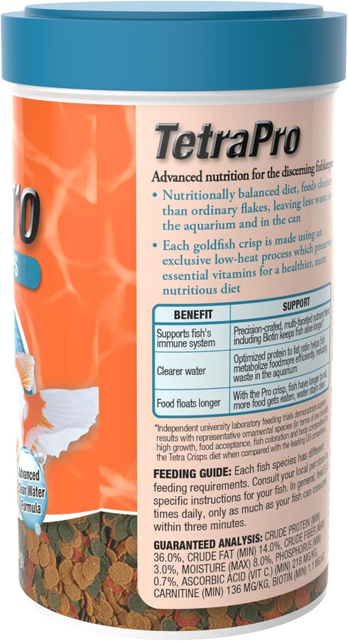 Tetra TetraPro Goldfish Crisps Fish Food, 3.03 oz, Enhanced with Biotin for Optimal Health