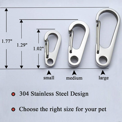 IVIA Dog Tag Clips, 2 Pack, 304 Stainless Steel Quick Clip with Rings for Small Pet Collars and Harnesses (Grey)