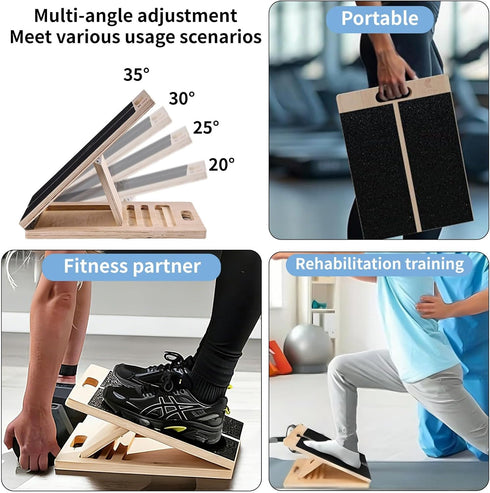 Generic ERA of Vision Adjustable Slant Board for Stretching Wooden Incline Calf & Leg Stretch Trainer with Anti-Slip