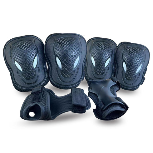 GEQID Kids Protective Gear Set, Knee Pads, Elbow Pads, Wrist Pad for Roller Skating, Boys Youth 5-12 Years Old (Black)