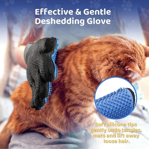 Pet Grooming Glove for Easy Mess-Free Grooming, Mitt for Dogs, Cats, Rabbits, Long/Short Hair, Easy Clean Up