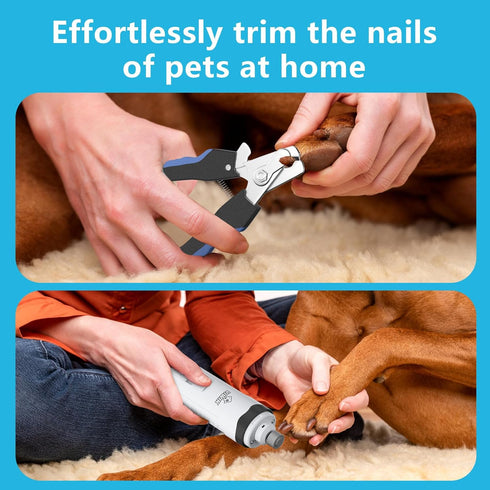 Dog Nail Grinder with Trimmers - Quiet Electric Pet Nail Grinder Kit for Large, Medium, Small Dogs & Cats - 2-Speed USB