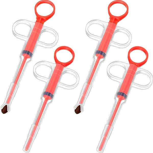 Nuanchu 4 Pieces Pet Pill Plunger Popper for Small Cats Dogs, Soft Tip Tablet Syringe Pusher for Feeding Accessories
