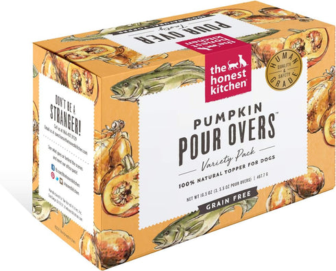 The Honest Kitchen Pumpkin POUR OVERS Wet Toppers for Dogs (3 Pack), 5.5 oz - Variety