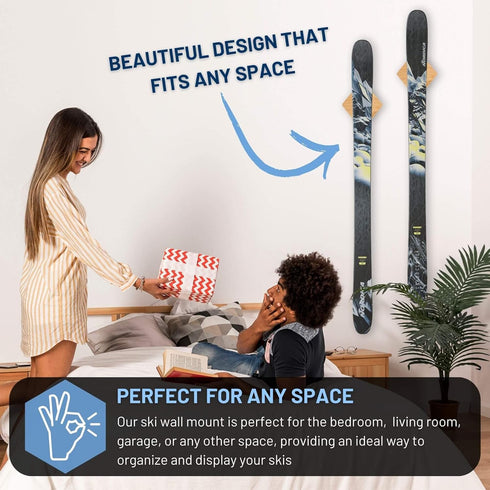 Hang 11' Ski Wall Mount - Vertical Ski Storage Rack, Ski Holders, Ski Holder Wall Mount, Ski Rack for Garage