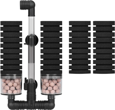 AQUANEAT Aquarium Air Powered Sponge Filter with Ceramic Media Balls, for Betta
